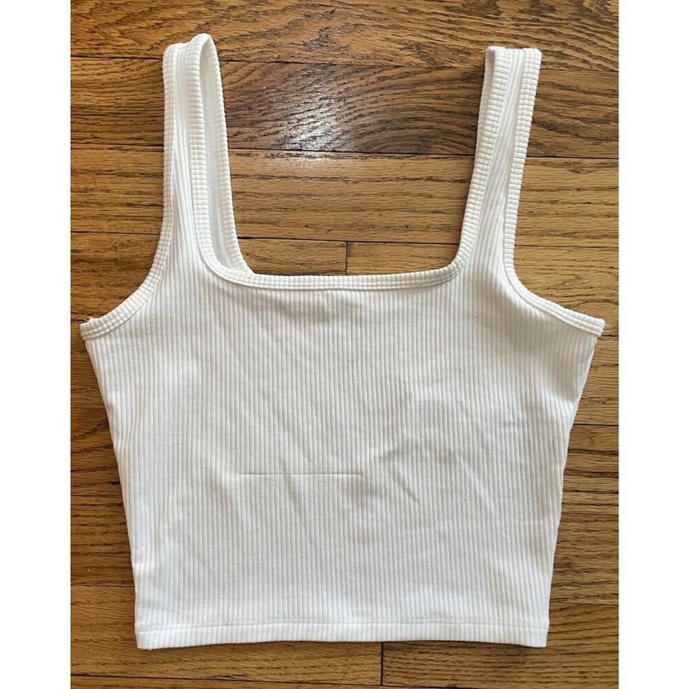 Hollister Women’s XS Ribbed Seamless Tank Top White Blue Sleeveless